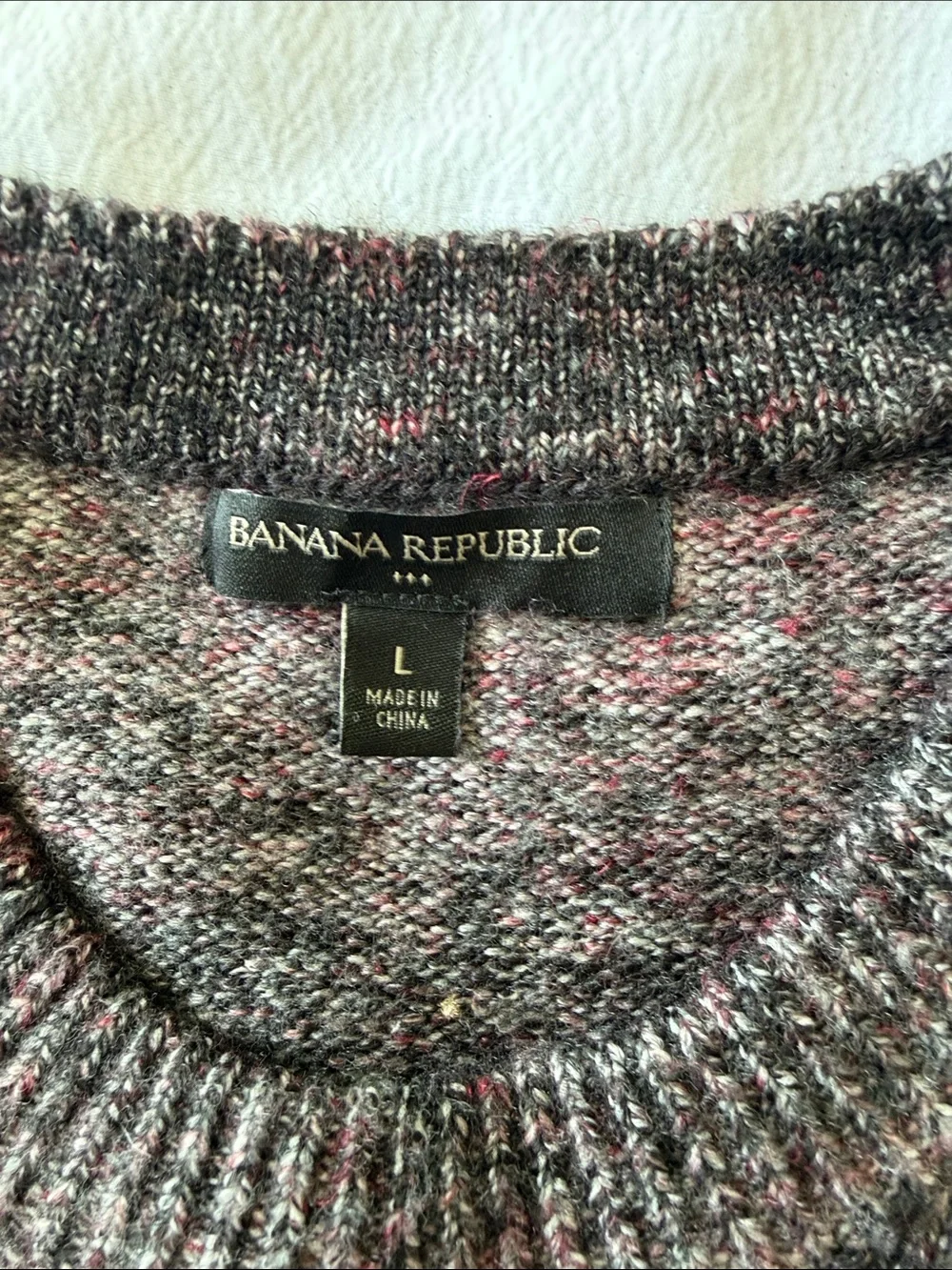 Men's Crewneck Wool-Blend Sweater in Heathered Black and Purple